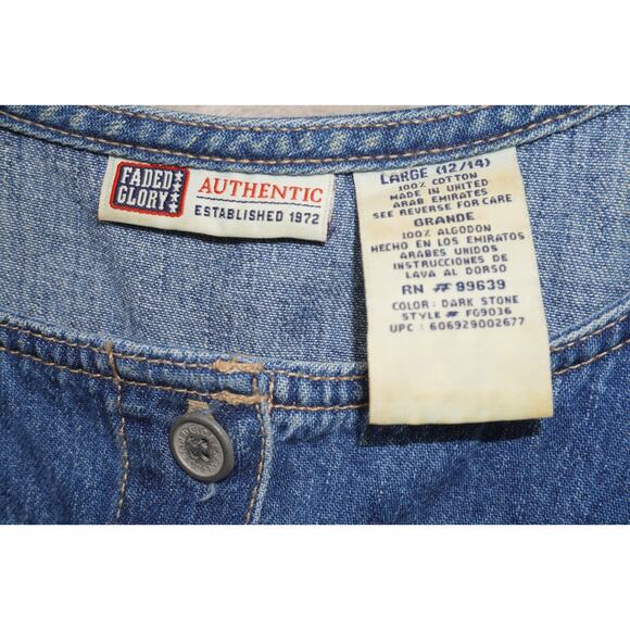 Faded Glory Denim Button Front Tank Dress Women’s Large Dark Wash Y2K - Picture 5 of 9